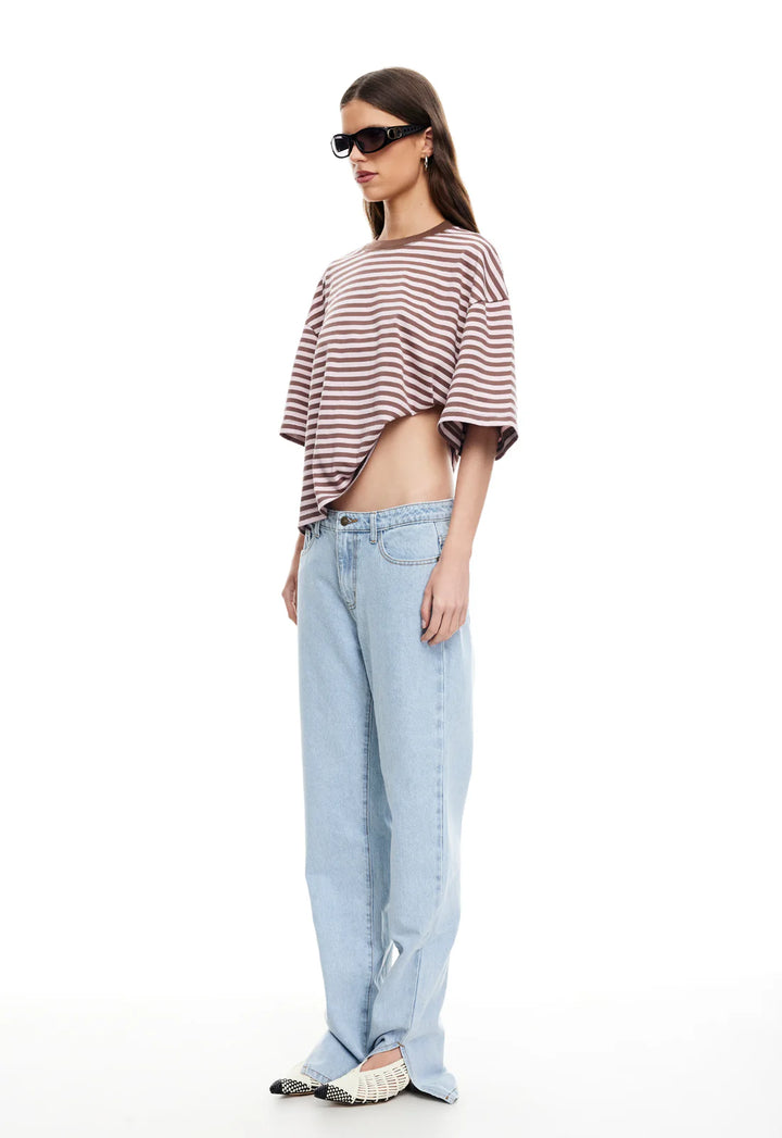 Lioness Bloom Short Sleeve - Chocolate Blush Stripe