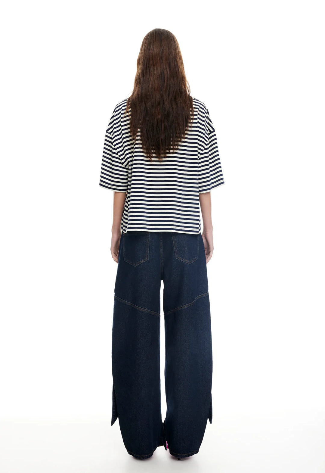 Lioness Bloom Short Sleeve - White Navy Stripe