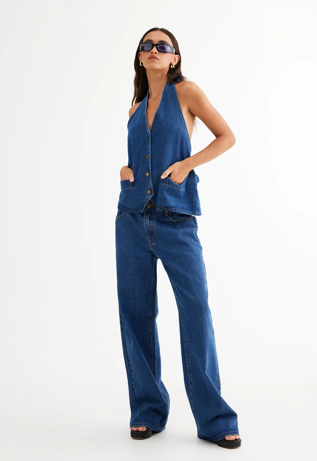 Lioness Hills Halter Top - Dark Denim