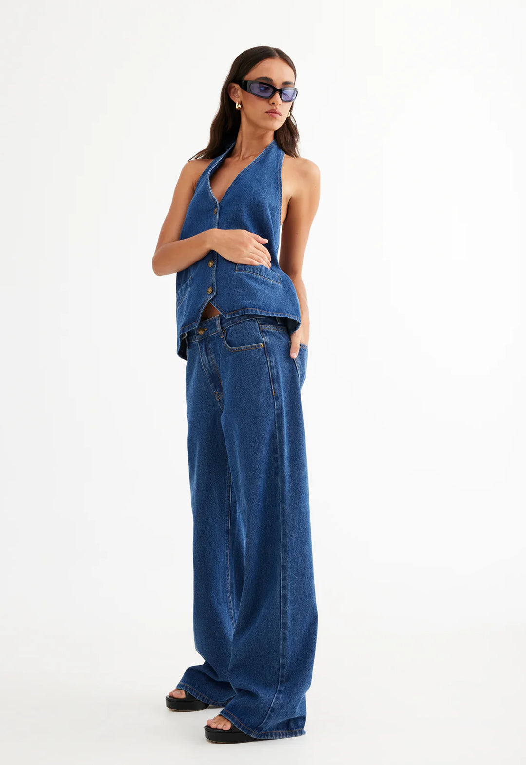 Lioness Hills Halter Top - Dark Denim