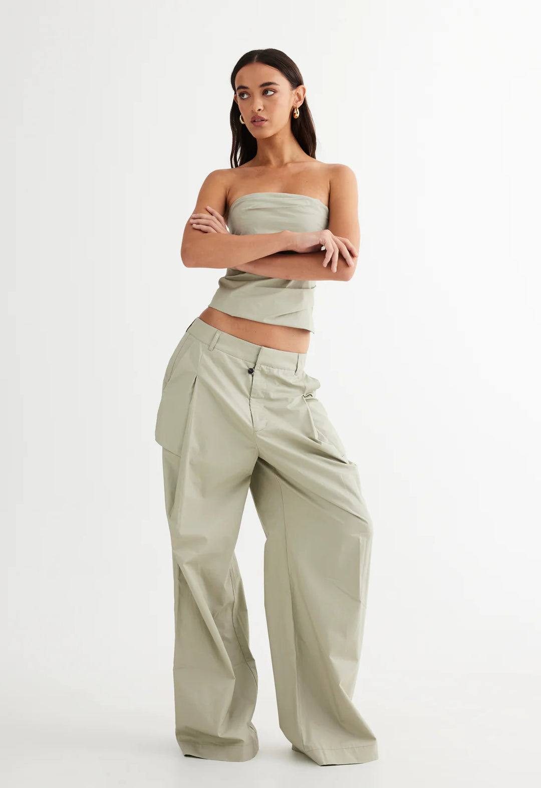 Lioness Smokeshow Strapless Top- Sage