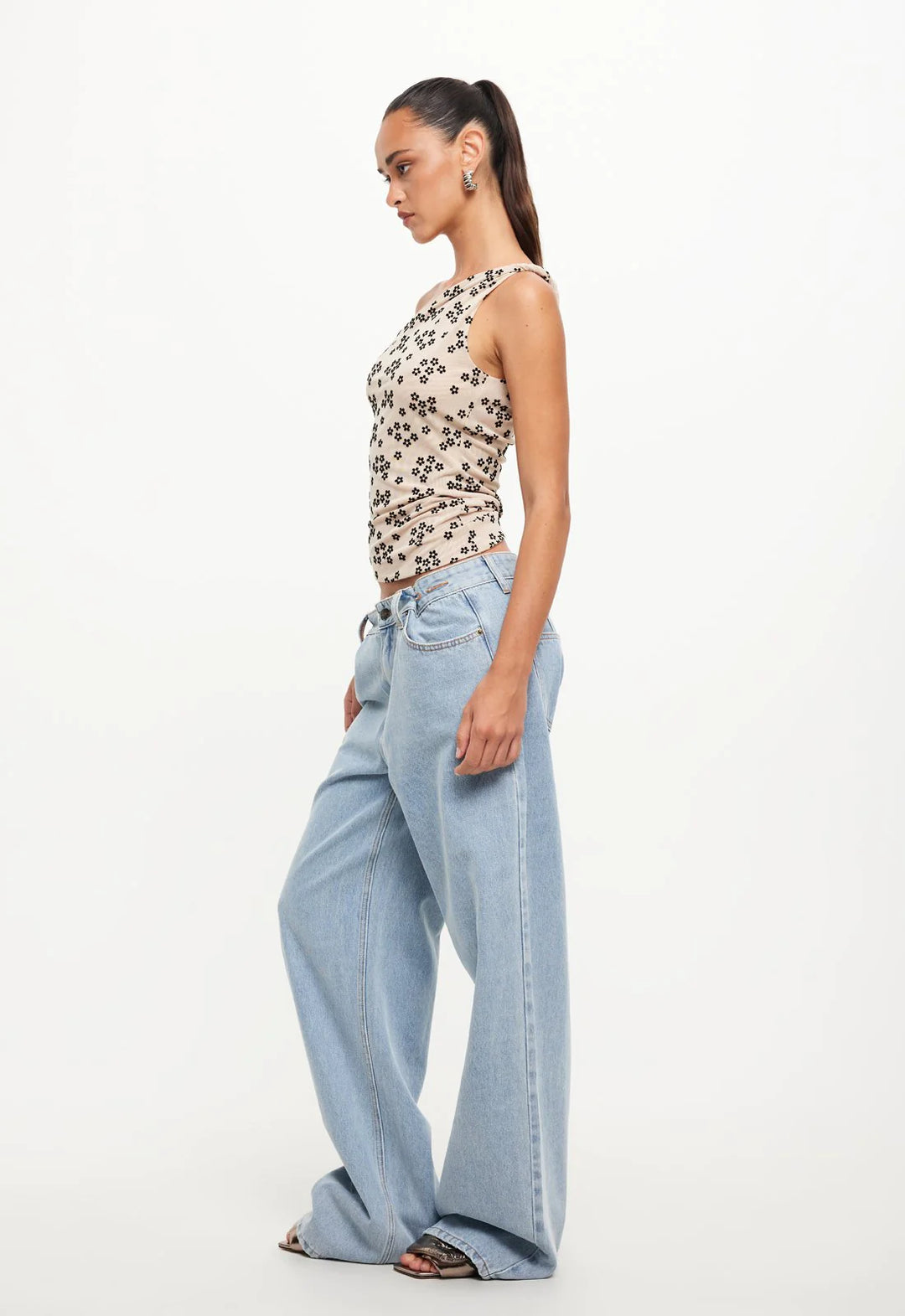 Lioness Unveiling One Shoulder Top- Beige Floral