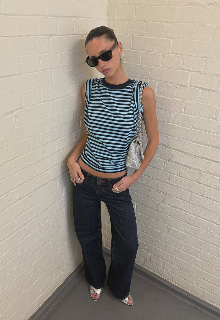 Lioness Bloom Short Sleeve - Navy Sea Stripe