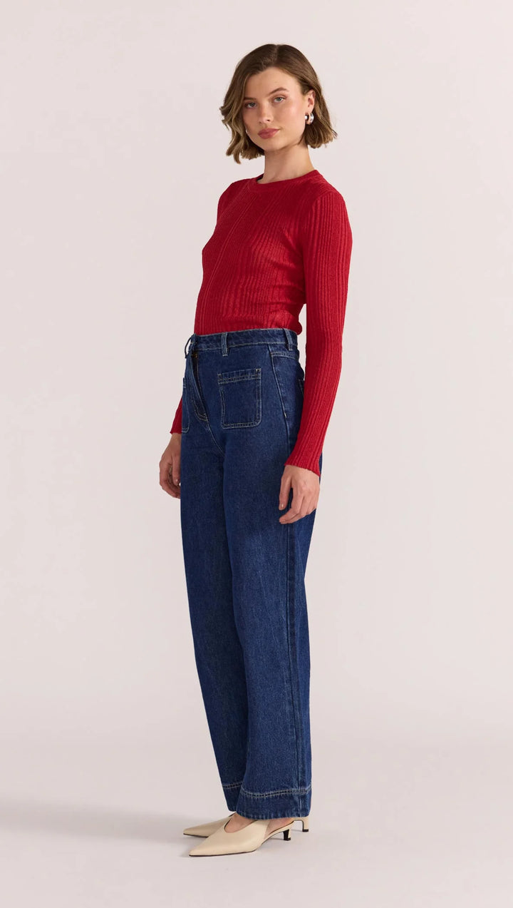 Staple The Label Luna Ribbed Knit Top - Red