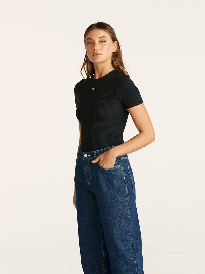 Lee Jeans Twitch Luxe Slim Rib Tee - Black