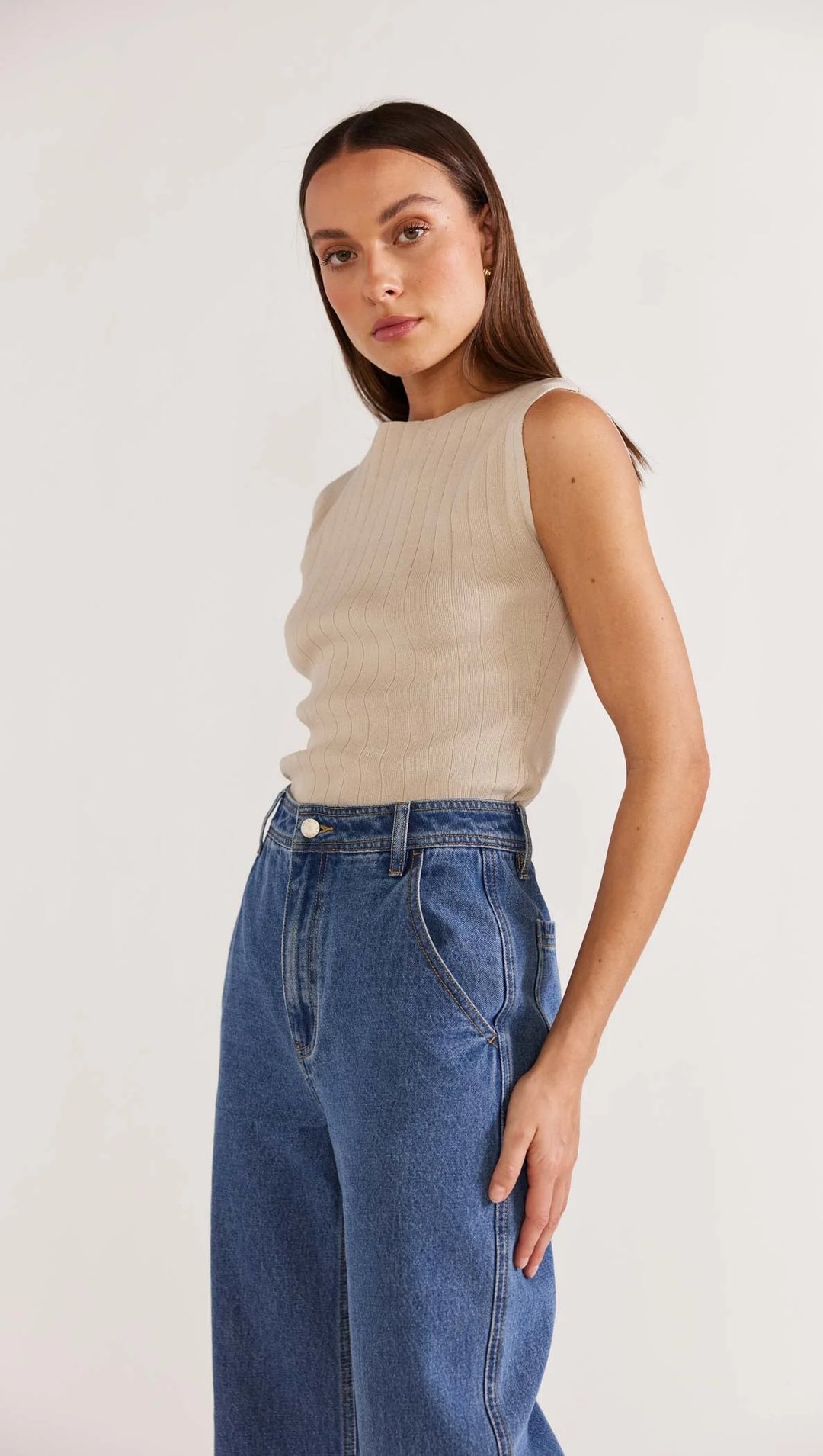 Staple The Label Lottie Knit Tank - Natural