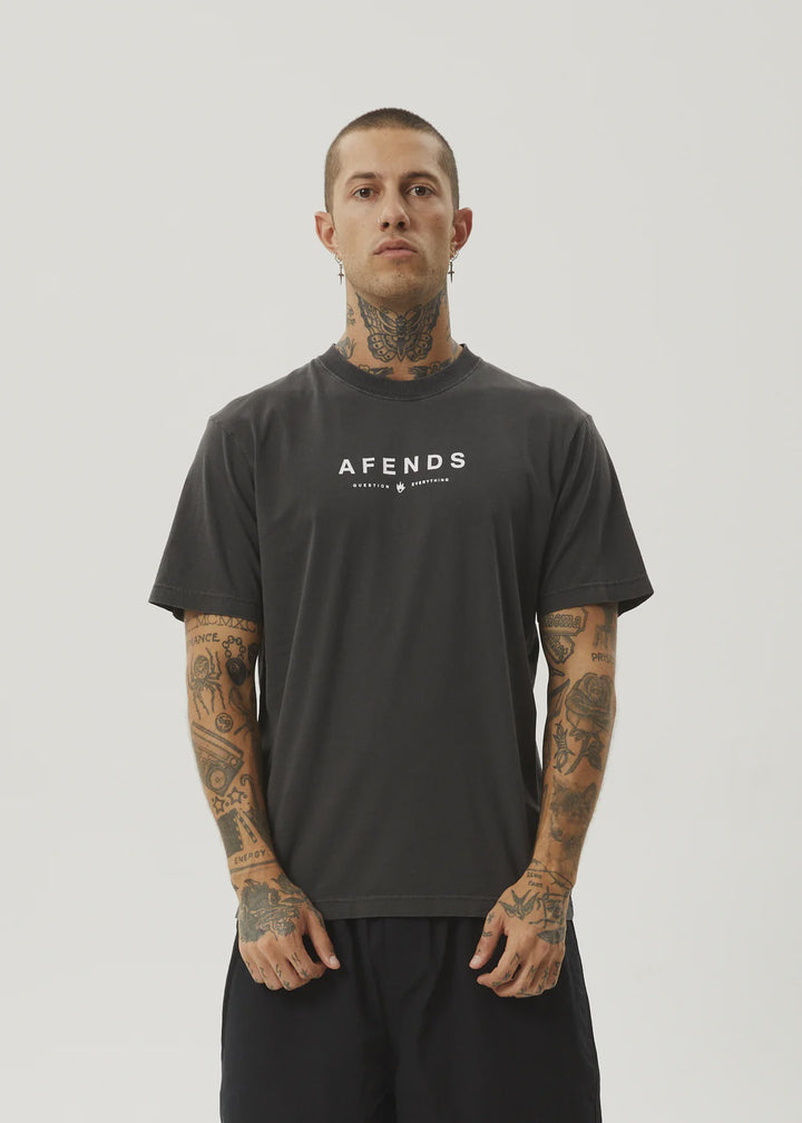 Afends Thrown Out Retro Fit Tee - Black/White