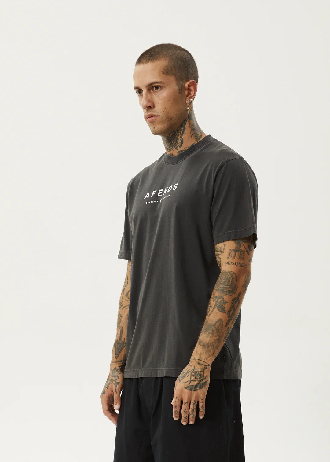 Afends Thrown Out Retro Fit Tee - Black/White