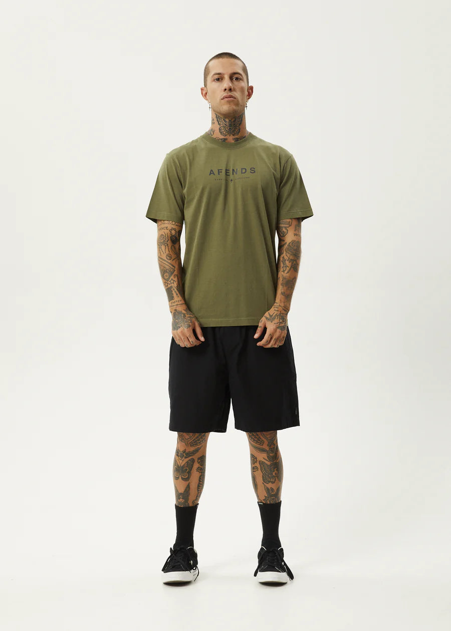 Afends Thrown Out Recycled Retro Fit Tee - Military