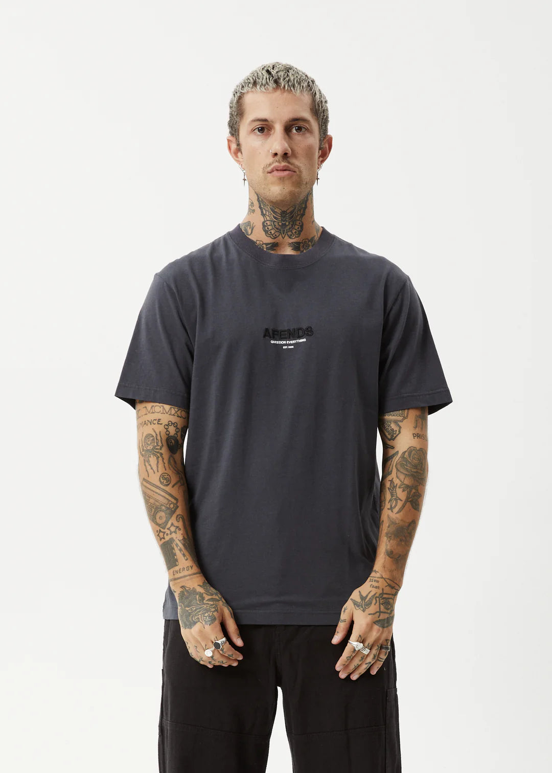 Afends Vinyl Retro Tee-Charcoal