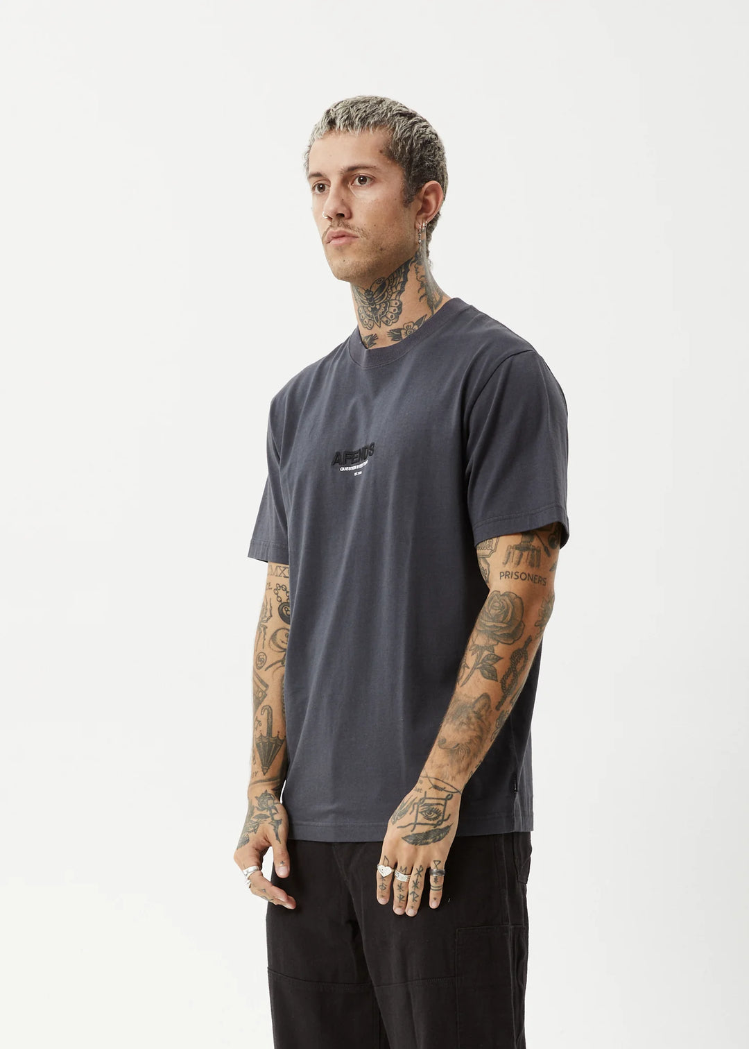 Afends Vinyl Retro Tee-Charcoal