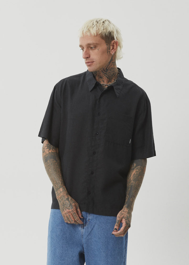 Afends Everyday Short Sleeve Shirt-Black