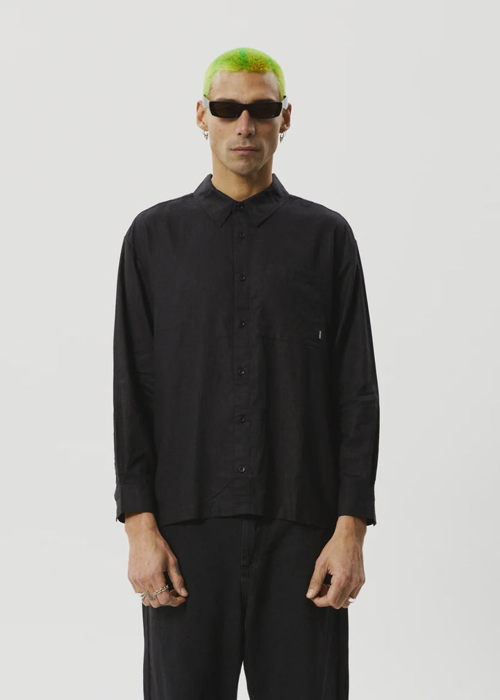 Afends Everyday Hemp Long Sleeve Shirt - Black