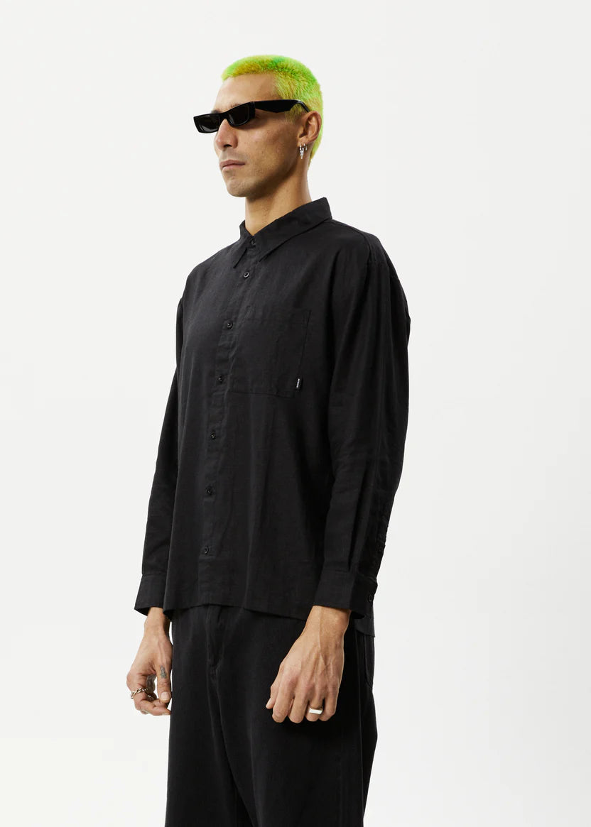 Afends Everyday Hemp Long Sleeve Shirt - Black
