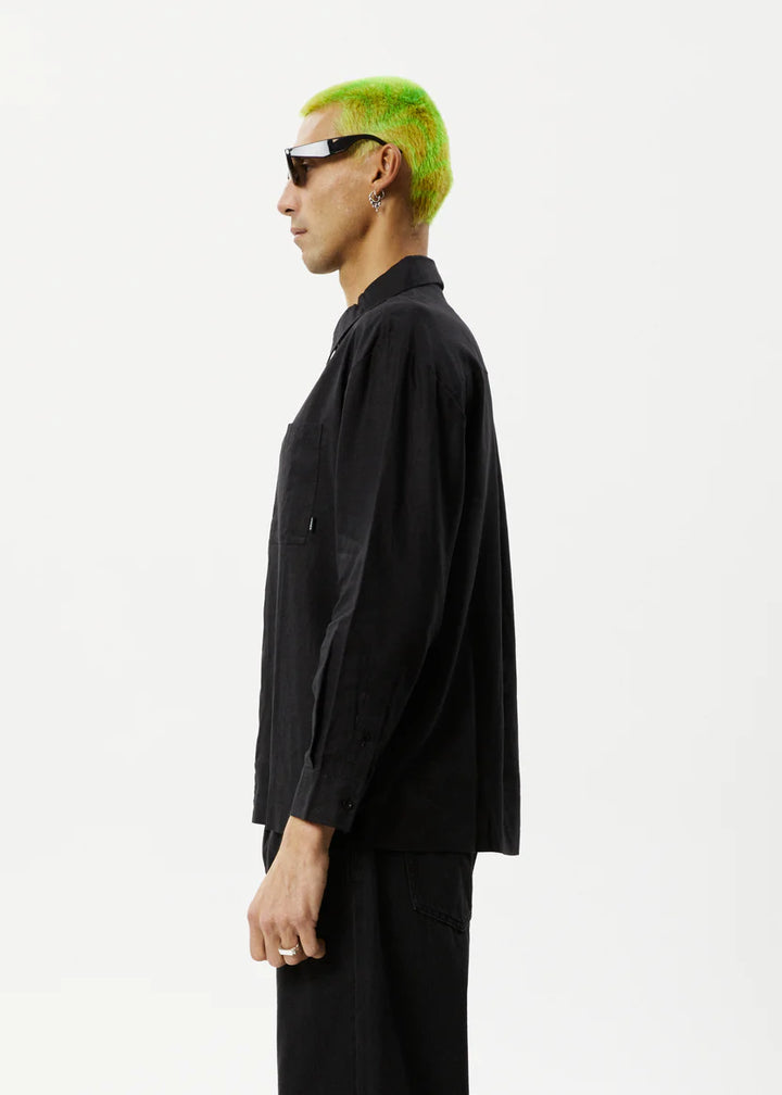 Afends Everyday Hemp Long Sleeve Shirt - Black