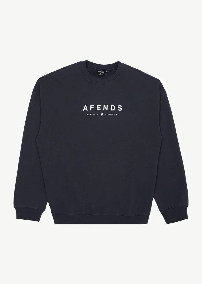Afends Thrown Out Recycled  Crew Neck Jumper - Charcoal