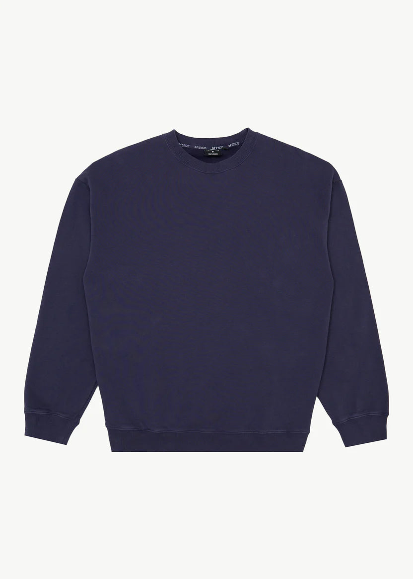Afends Genesis Crew Neck Jumper - Washed Deep Sea