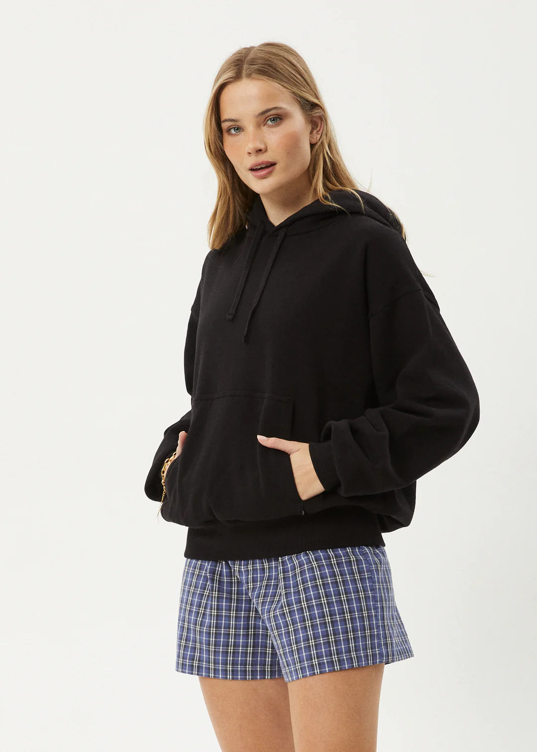 Afends Genesis Boxy Pull On Hood - Black