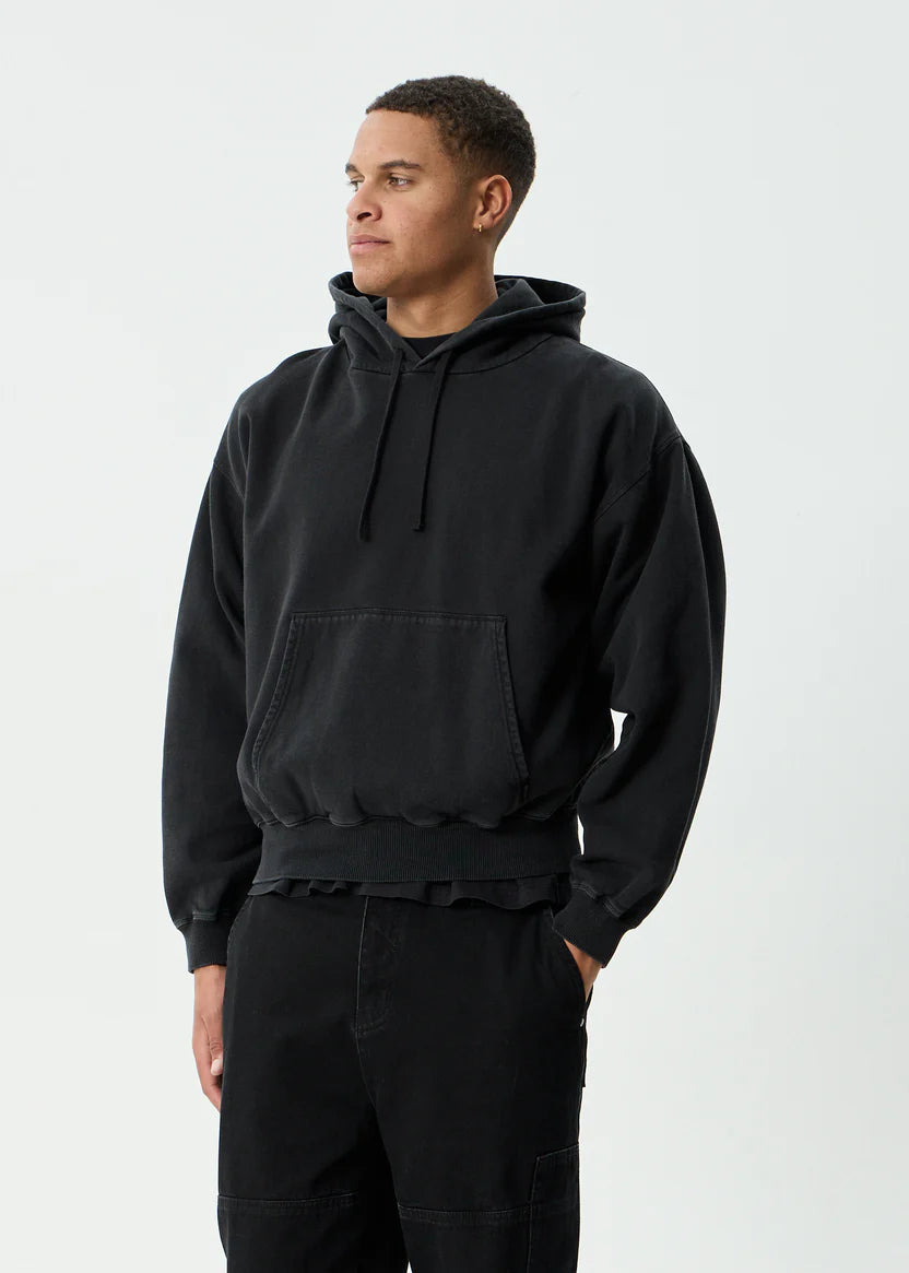 Afends Genesis Boxy Pull On Hood - Stone Black