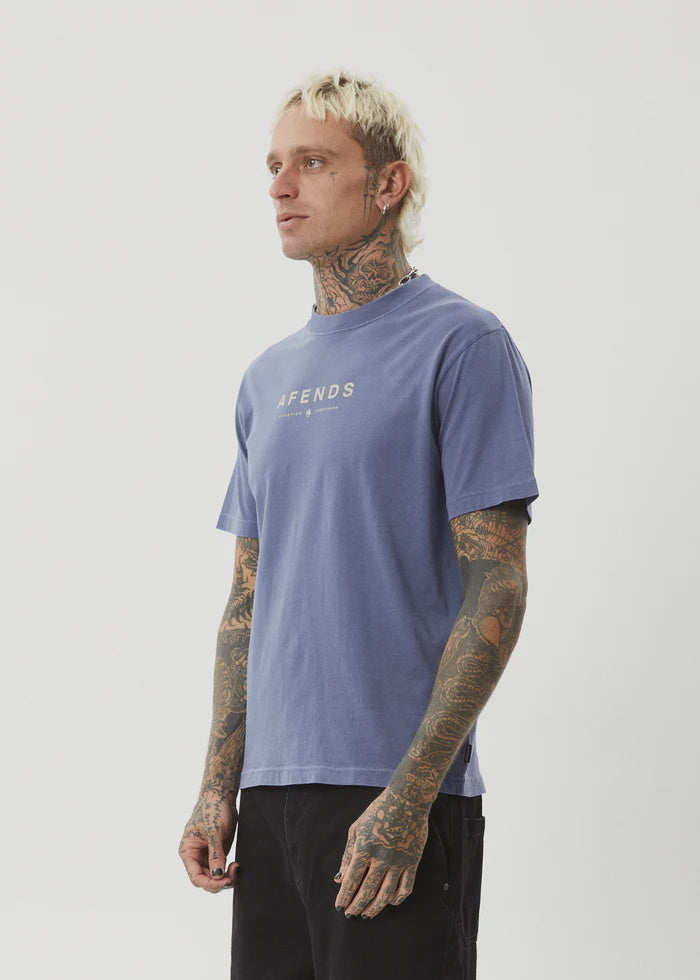 Afends Thrown Out Recycled Retro Fit Tee- Washed Marlin