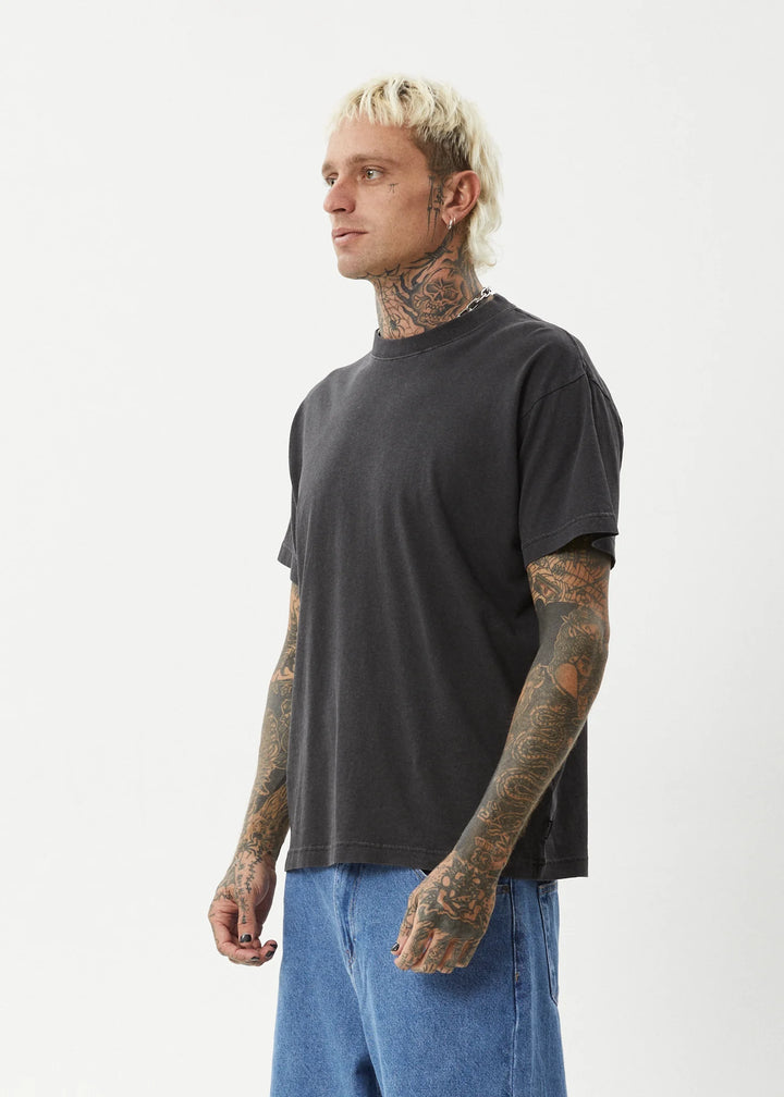 Afends Genesis Heavyweight Boxy Tee- Stone Black