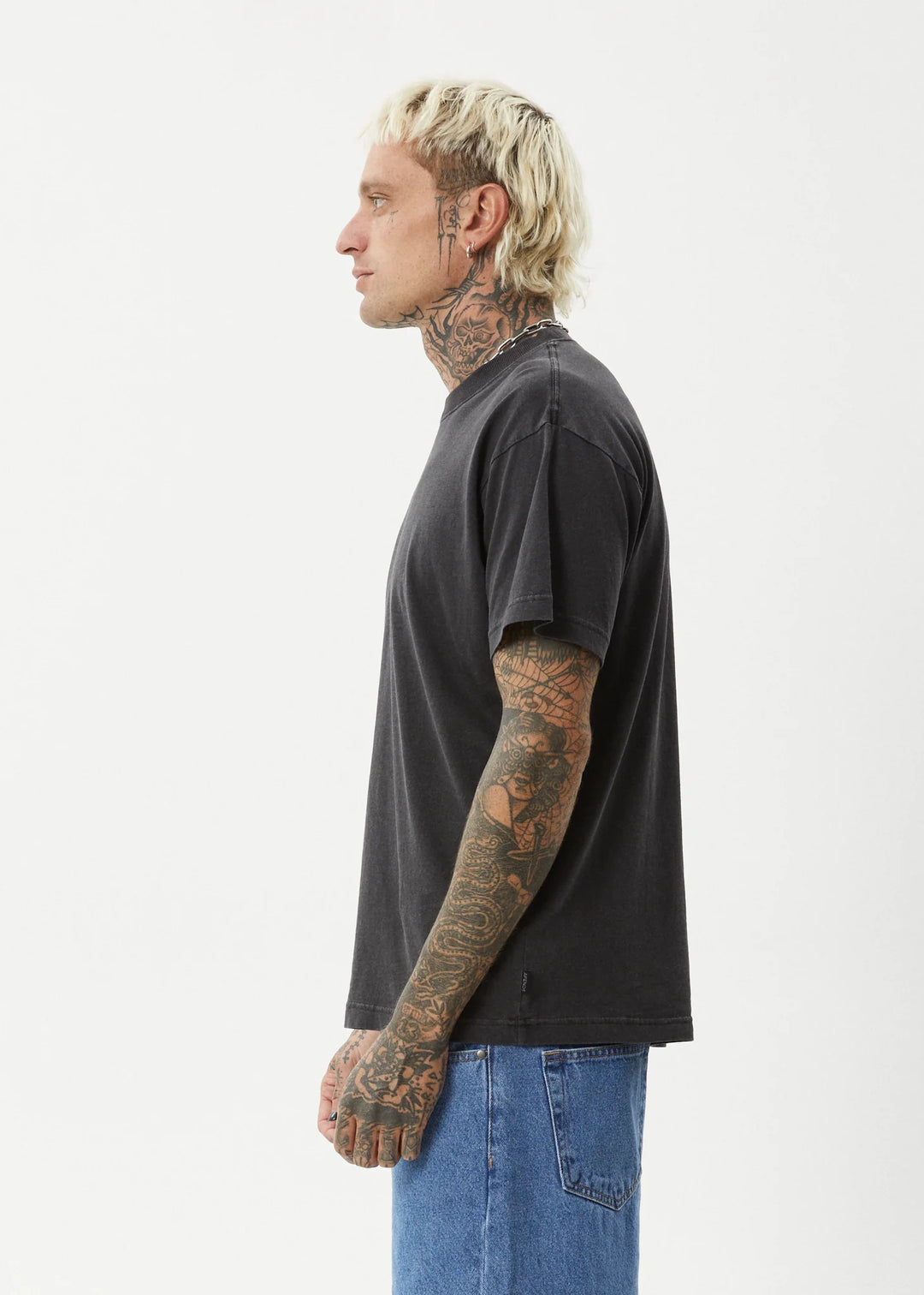 Afends Genesis Heavyweight Boxy Tee- Stone Black