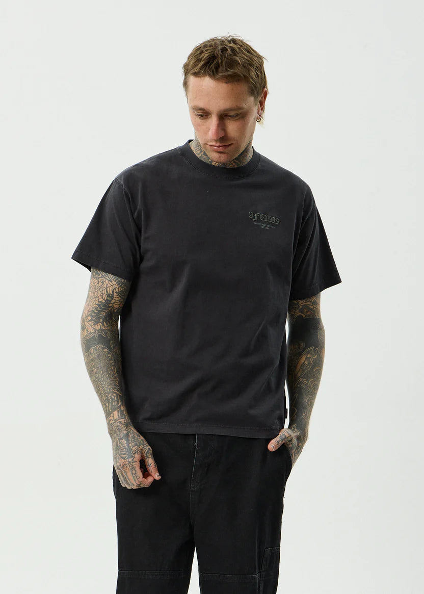 Afends HQ Boxy Tee - Stone Black