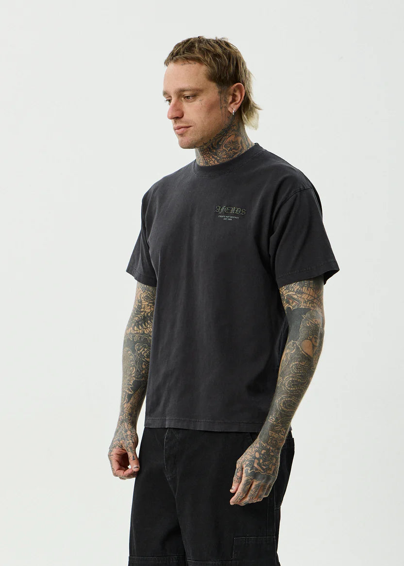 Afends HQ Boxy Tee - Stone Black