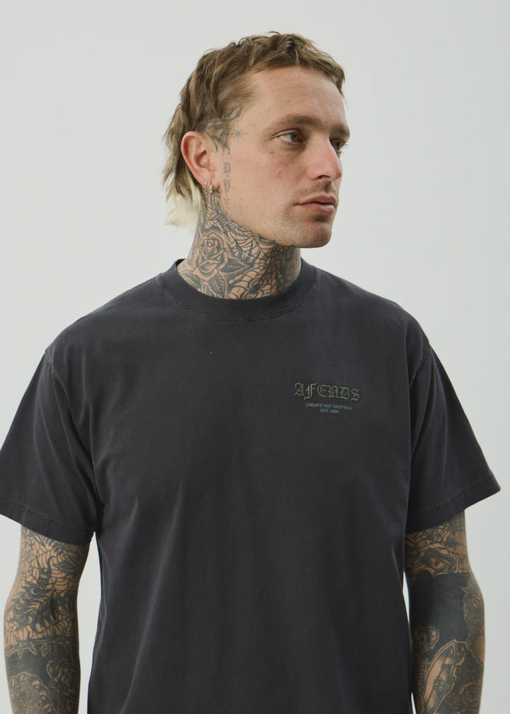 Afends HQ Boxy Tee - Stone Black