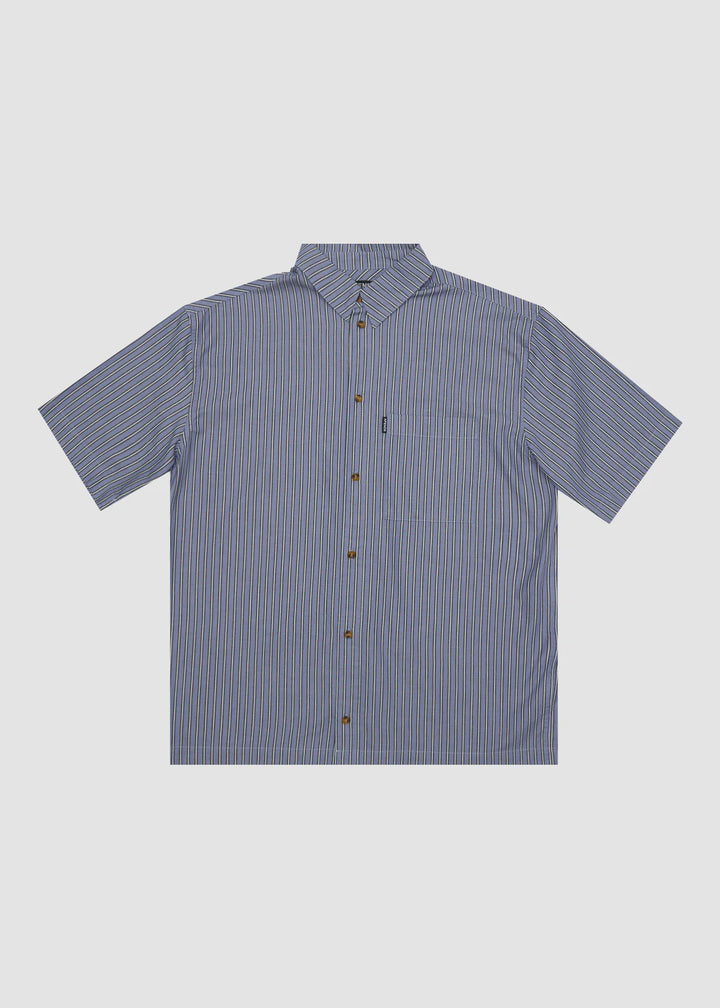 Afends Shipwreck Stripe Short Sleeve Shirt-Marlin