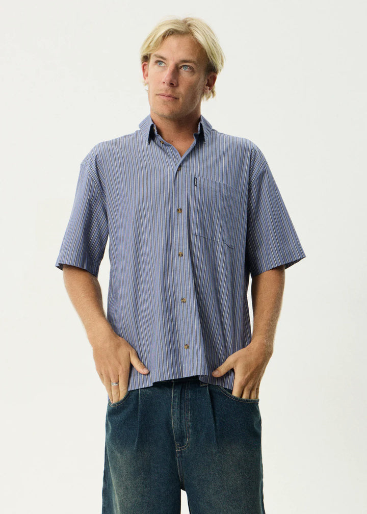Afends Shipwreck Stripe Short Sleeve Shirt-Marlin