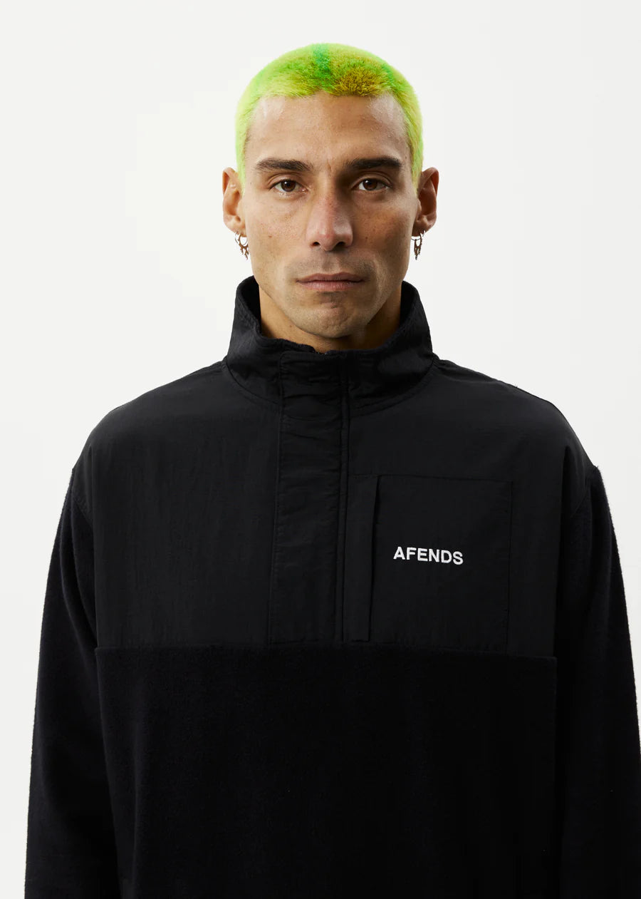 Afends Message Recycled Fleece Pullover - Black