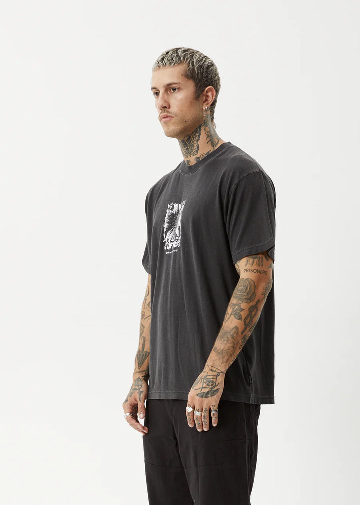 Afends Sunflower Hemp Boxy Fit Tee - Stone Black