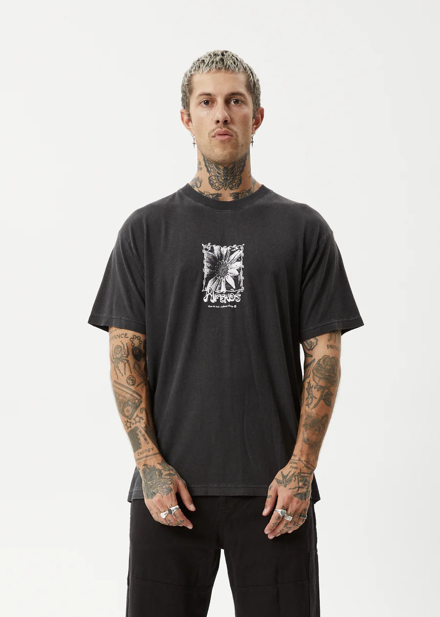 Afends Sunflower Hemp Boxy Fit Tee - Stone Black