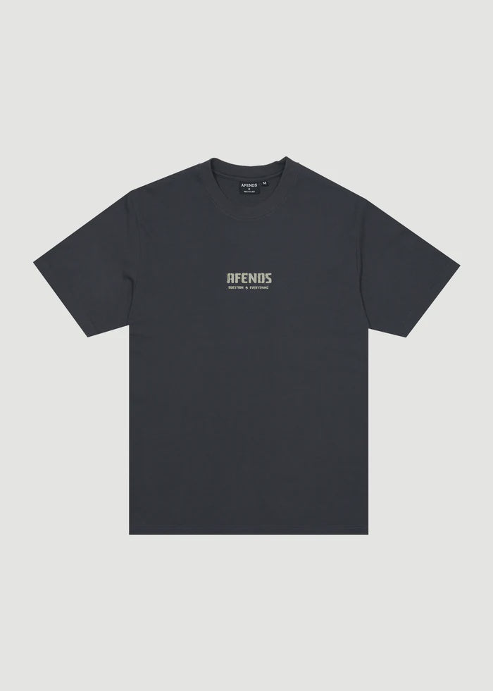 Afends Questions Recycled Retro T-Shirt- Charcoal