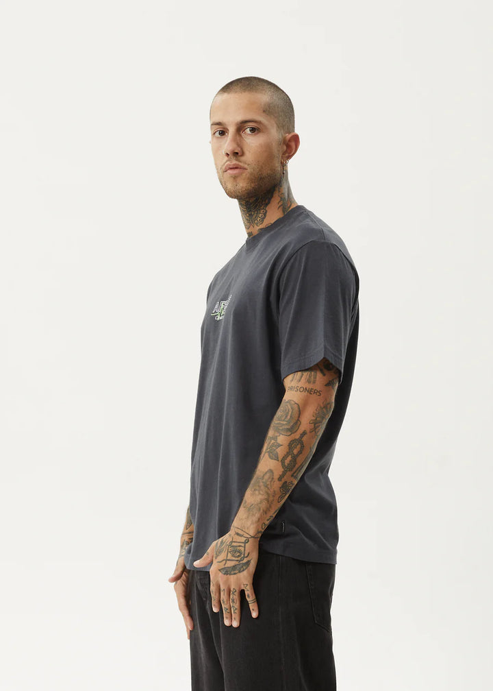 Afends Flatline Recycled Retro Fit Tee - Charcoal