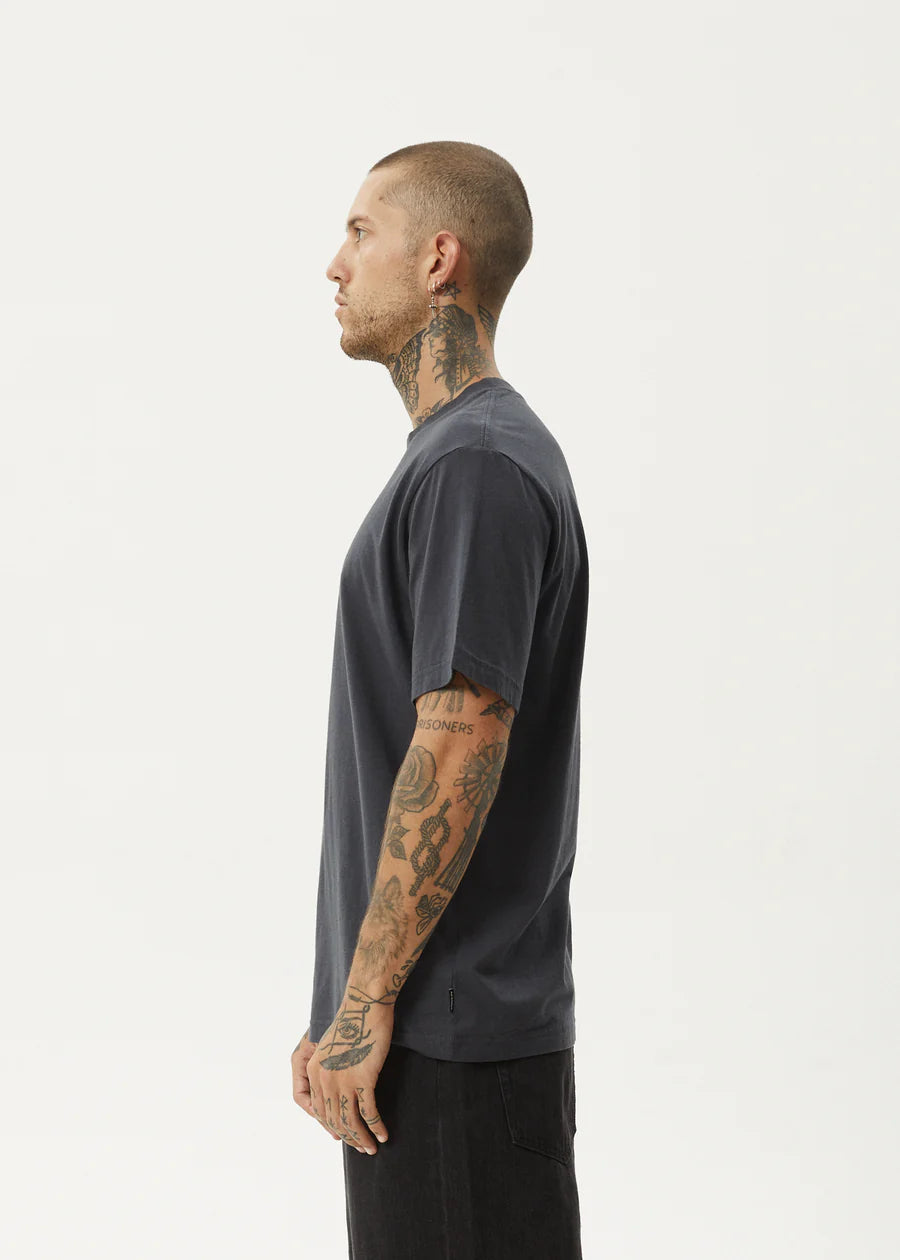 Afends Flatline Recycled Retro Fit Tee - Charcoal