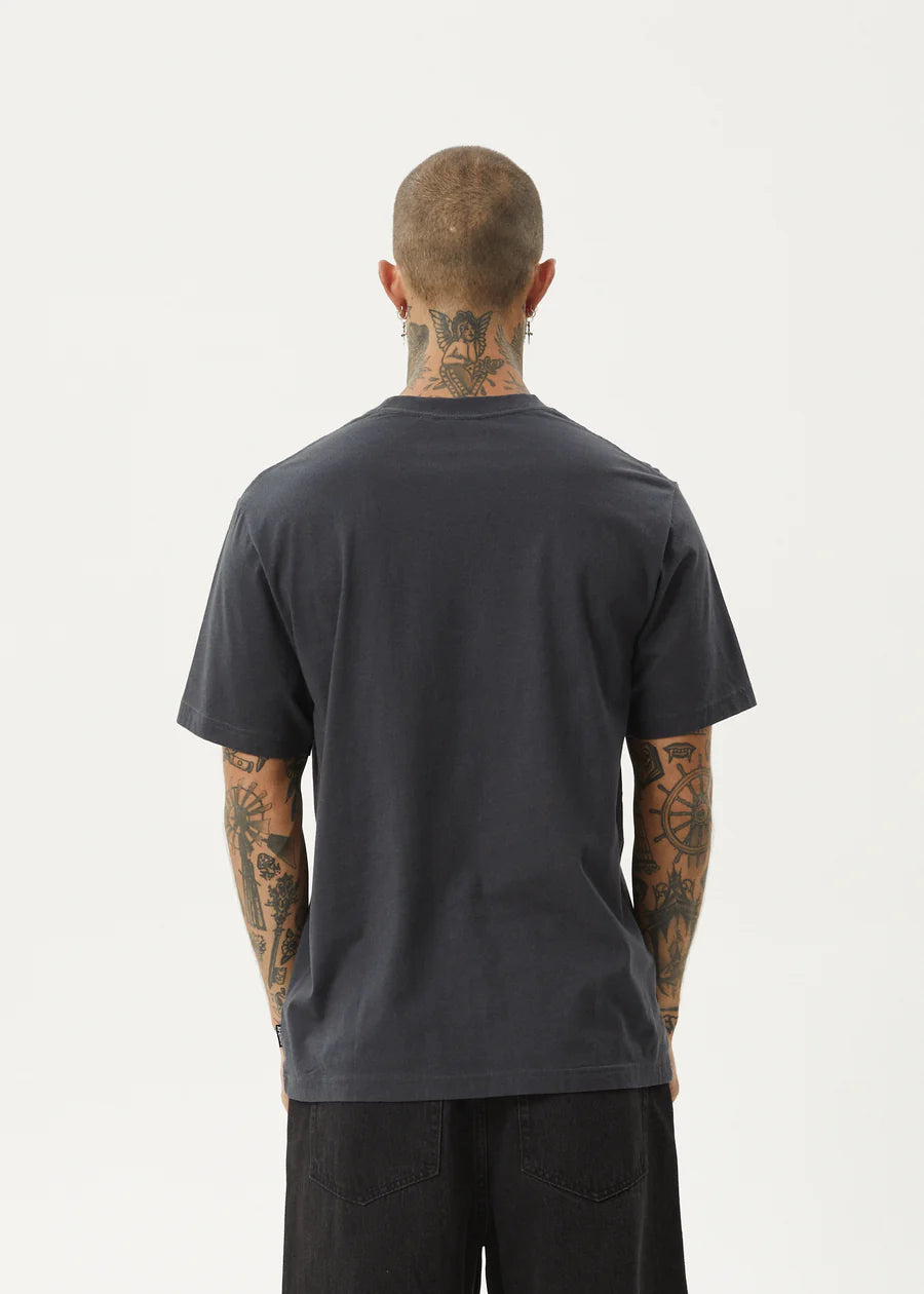 Afends Flatline Recycled Retro Fit Tee - Charcoal