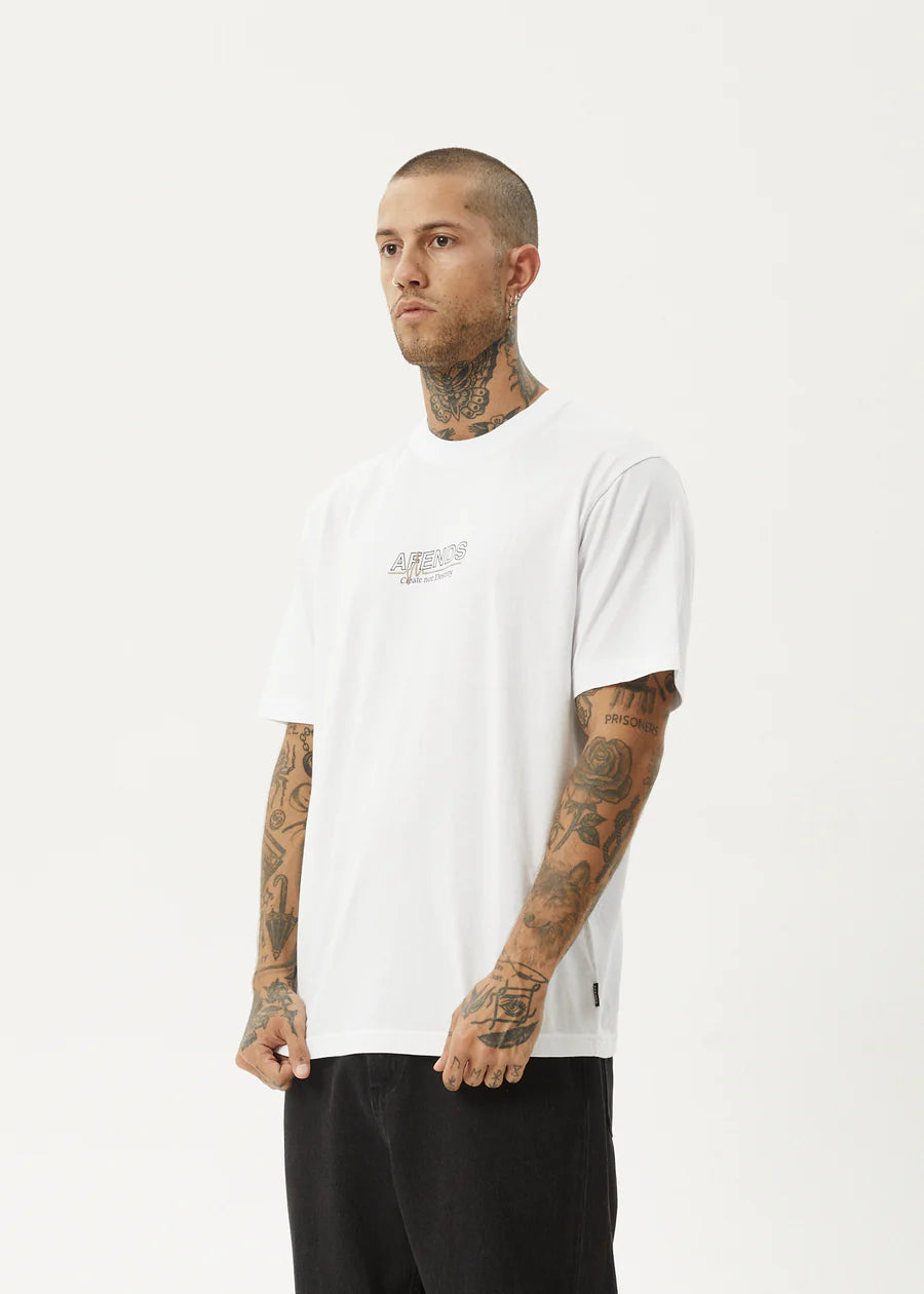 Afends Flatline Recycled Retro Fit Tee- White