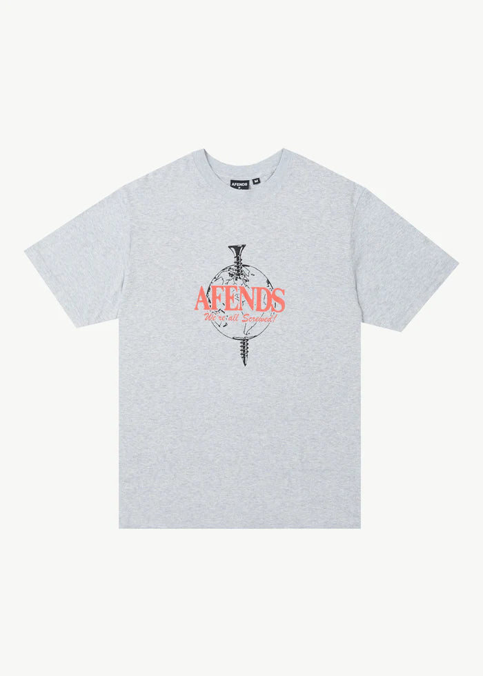 Afends Screwed Hemp Retro Fit Tee- Shadow Grey Marle