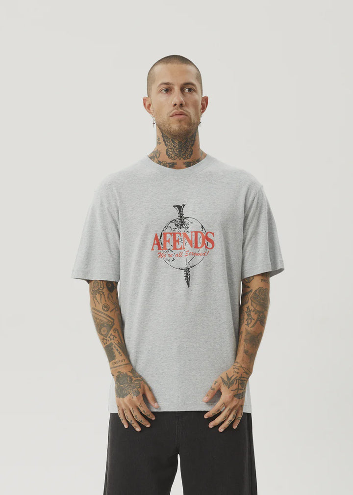 Afends Screwed Hemp Retro Fit Tee- Shadow Grey Marle