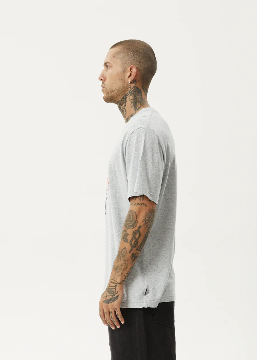 Afends Screwed Hemp Retro Fit Tee- Shadow Grey Marle