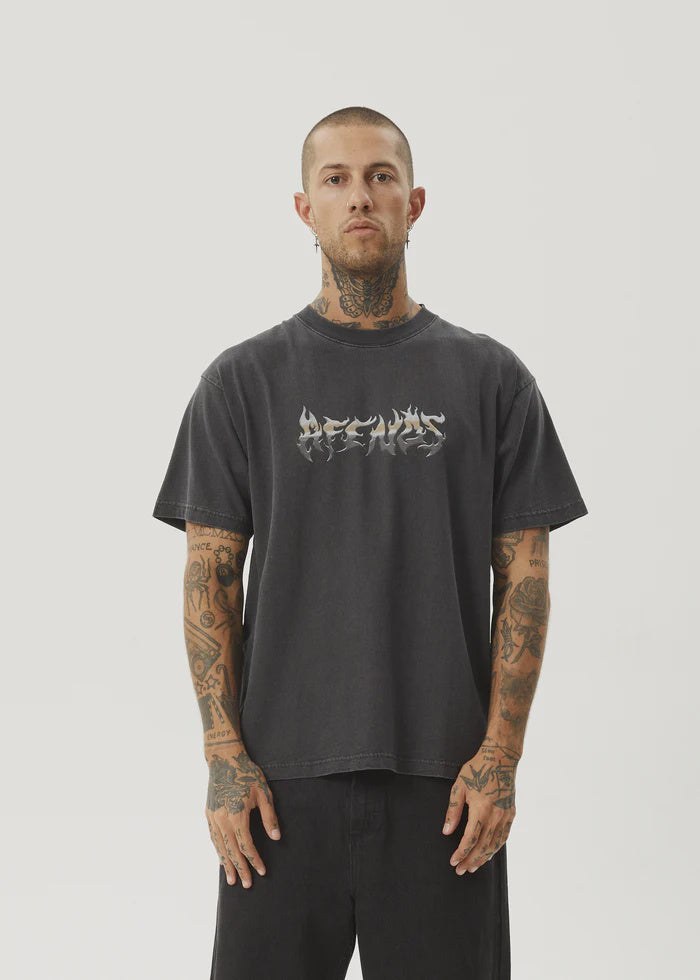 Afends Scorched Heavy Recycled Boxy Fit Tee - Stone Black