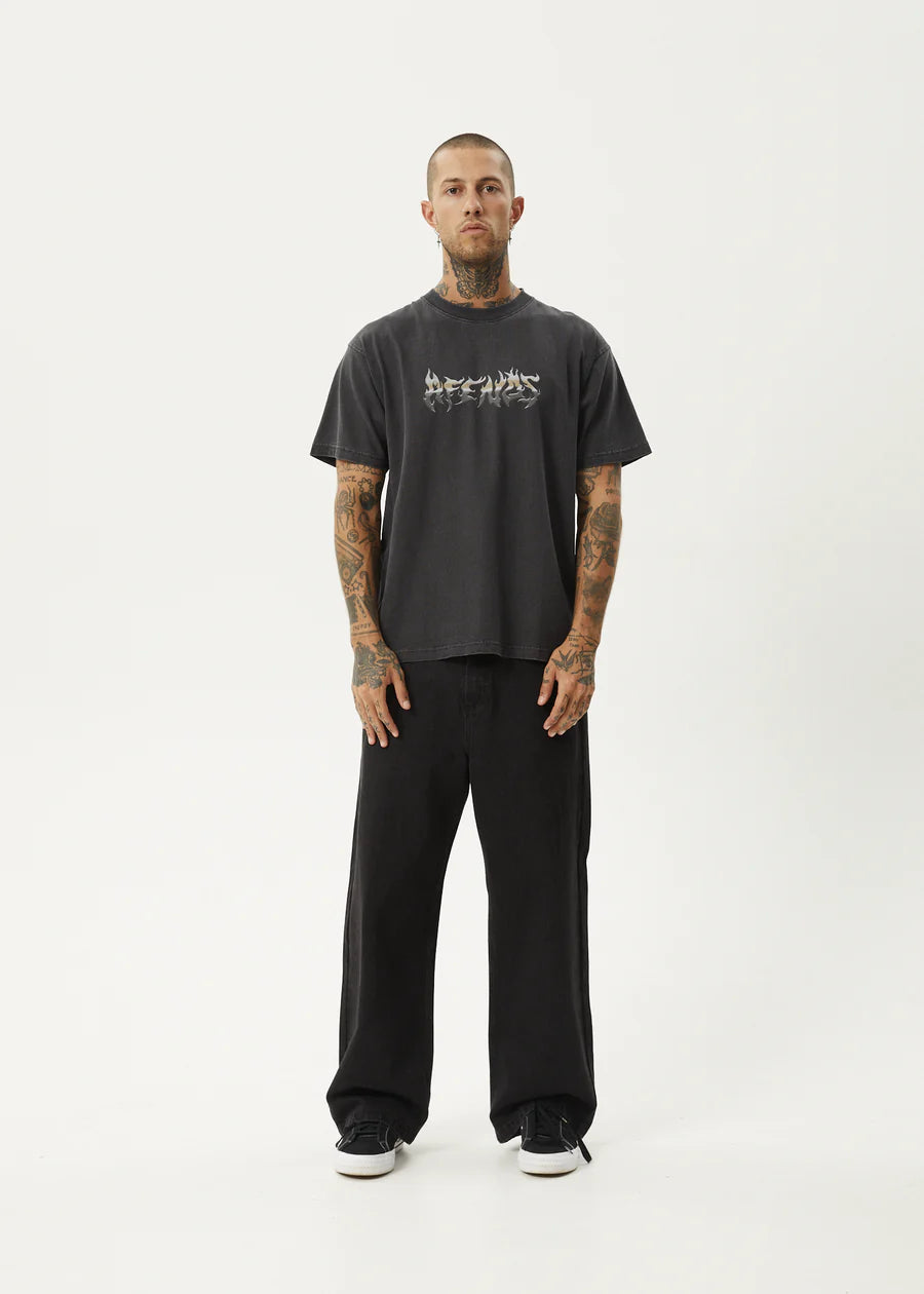 Afends Scorched Heavy Recycled Boxy Fit Tee - Stone Black