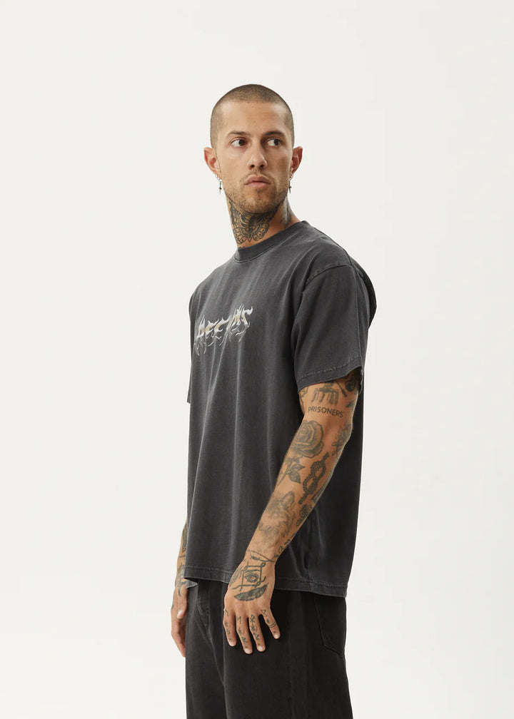 Afends Scorched Heavy Recycled Boxy Fit Tee - Stone Black