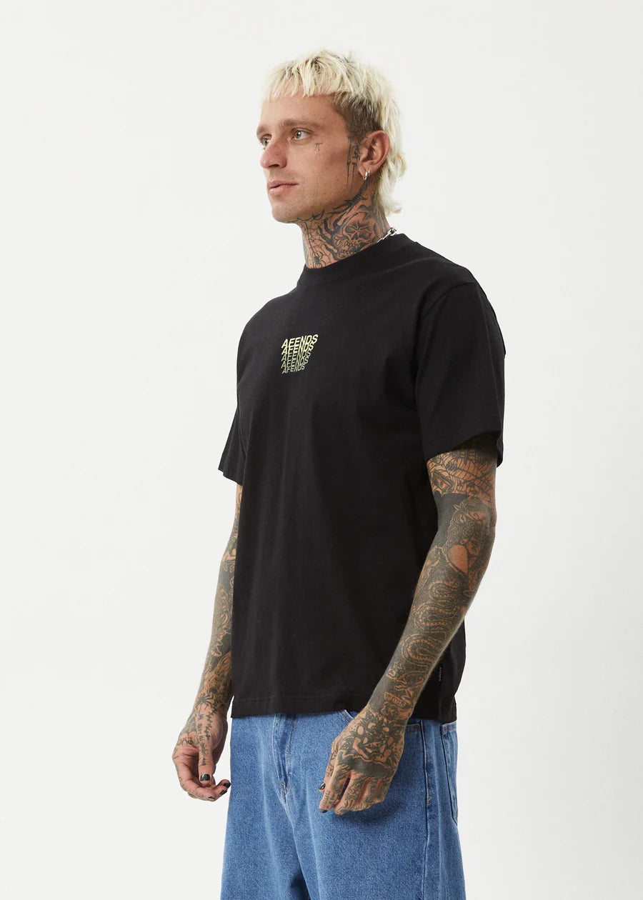 Afends Repeat Retro Fit Tee- Black