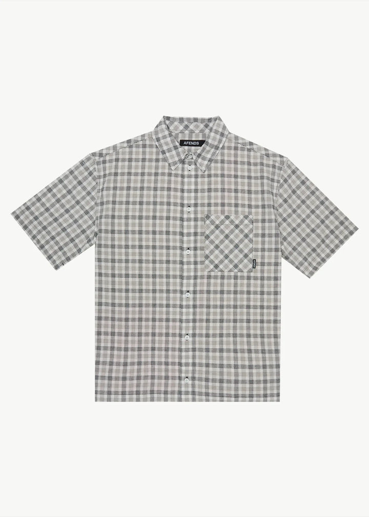 Afends Leo Organic Seersucker Short Sleeve Shirt - Black/White