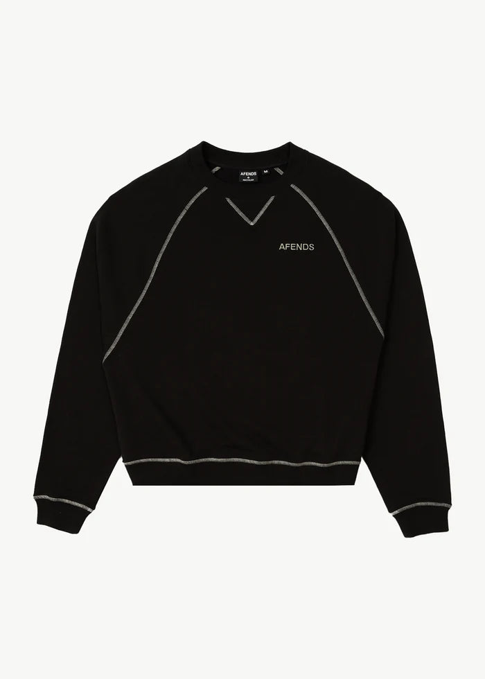 Afends Burner Recycled Crew Neck Jumper - Black