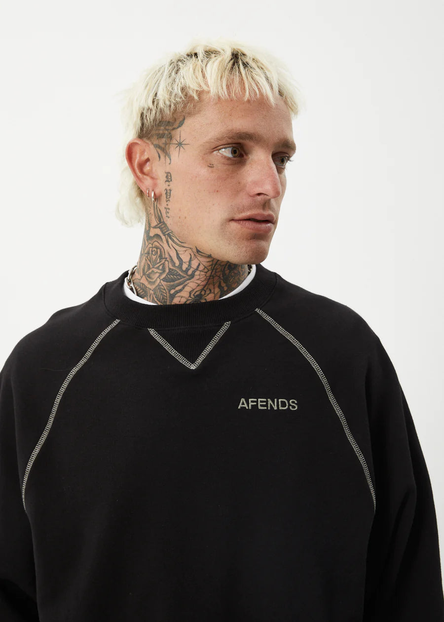 Afends Burner Recycled Crew Neck Jumper - Black