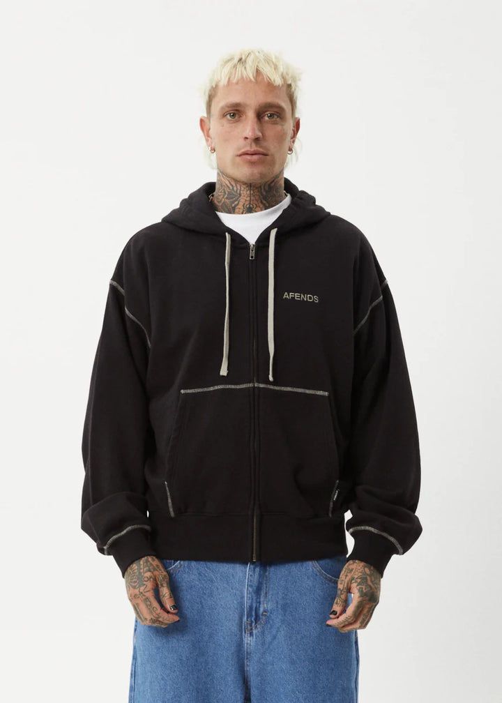 Afends Burner Recycled Zip Hood - Black